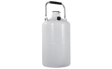 Vacuum-insulated liquid nitrogen dewar used for cryostorage of embryos, oocytes and sperm samples.