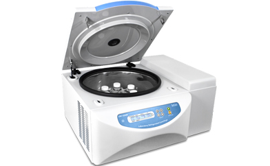 Benchtop temperature-controlled laboratory centrifuge with digital control panel for sperm processing and media preparation.